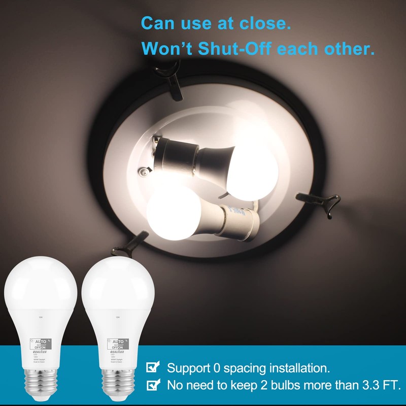 Qualilux Dusk to Dawn Light Bulbs 1000 Lumen, Daylight, LED