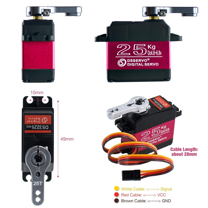 Hosyond DS3225 25kg RC Servo Motor High Torque Full Metal