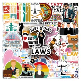 50 Pcs Lawyer Stickers for Water Bottle Waterproof Sticker for Laptop Skateboard Phone Car Decals for Teens Adults for Party Favors Supplies Decor (Attorney Stickers)