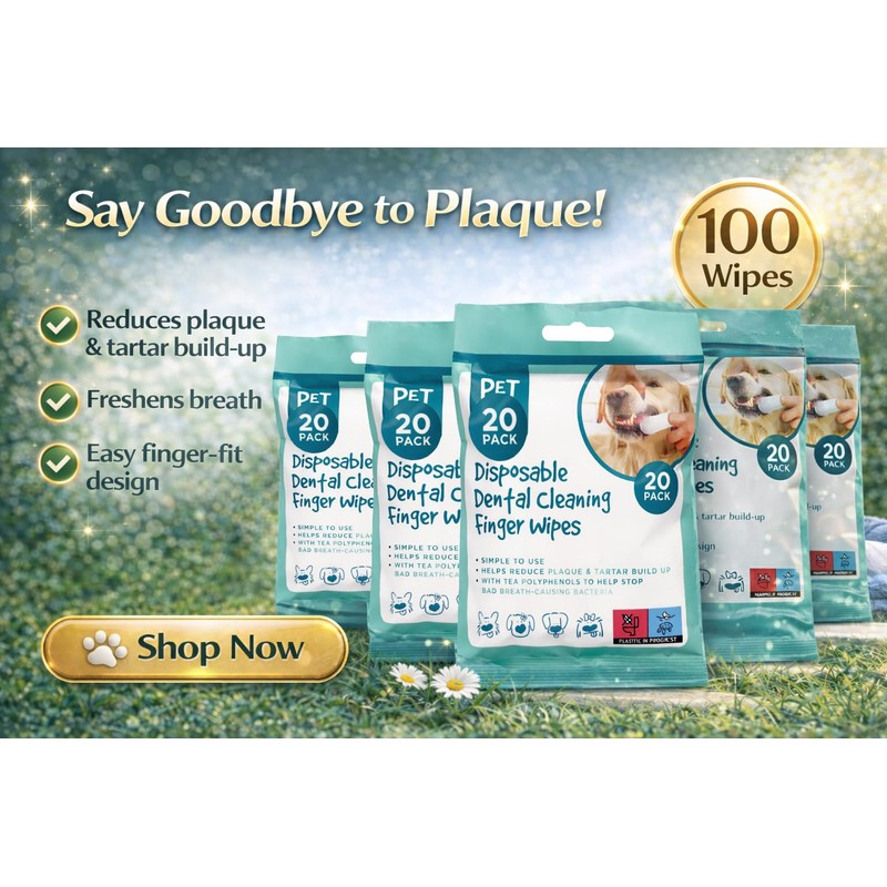 Pet Guru Disposable Dental Cleaning Finger Wipes for Dogs &