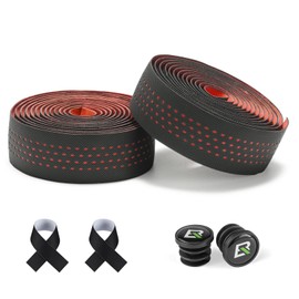 ROCKBROS Bar Tape, Road Bike, EVA+PU, Bar Tape, Bicycle Grip, Shock Absorption, Cushion, Handle Tape, Anti-Slip, Set of 2, Breathable, Includes End Cap, Black, Red, White, Blue