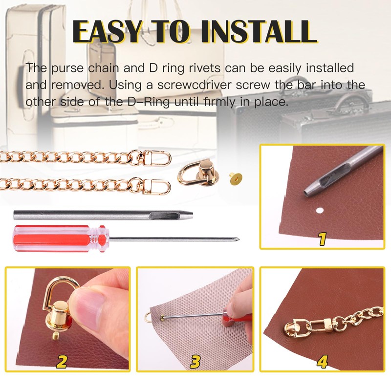 Mardatt 9pcs D Ring Rivet Hole Punch Screw Screwdriver Set