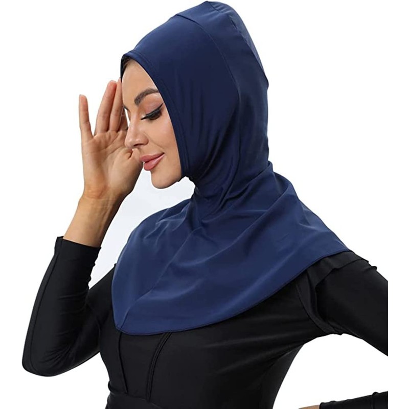 ShuoBeiter Solid color women's swimming cap adjustable Muslim full-coverage shawl