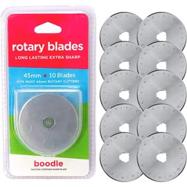 10 x 45mm Rotary Cutter Blades for Olfa Etc SKS-7 Steel by Boodle