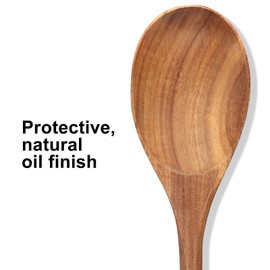 2 Pcs 12" Long Wood Cooking Spoons Large Spoon for Cooking Serving Spoon Big Wood Utensils Set Teak Spatula Kitchen Spoon Set Mixing Baking Spoons Farmhouse Kitchen Tools Cooking Accessories