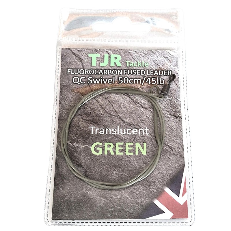 Twin pack fluorocarbon 50cm carp Leaders Quick Change swivels fused