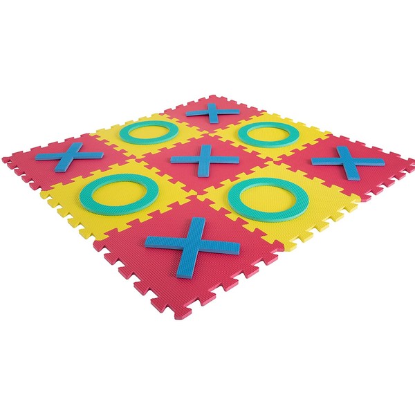 Hey! Play! Giant Classic Tic Tac Toe Game – Oversized Interlocking Coloful EVA Foam Squares with Jumbo X and O Pieces for Indoor and Outdoor Play (80-3344)