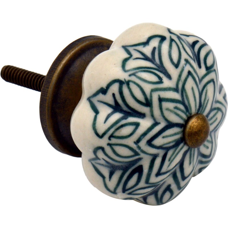 Nicola Spring Ceramic Cupboard Drawer Handle Knobs - Vintage Flower