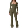 QINSEN Women's Long Sleeve Wide Led Jumpsuit Seamless Long Pants