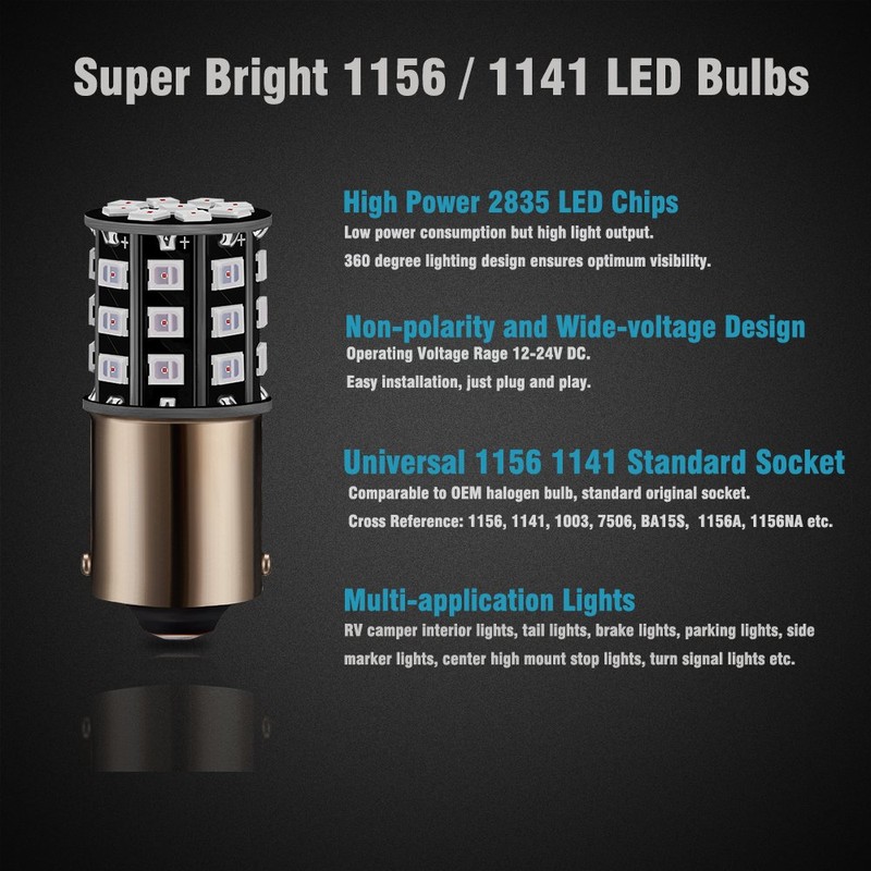 Antline 1156 1141 1003 7506 BA15S LED Bulbs Brilliant Red,