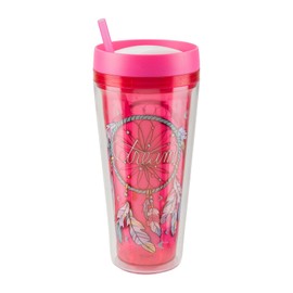 COOL GEAR 4 Pack 24 oz Callisto Printed Chiller with Straw | Dual Function Closure Printed Re-Usable Tumbler Water Bottle - 24 OZ CALLISTO CHLR PRNT 4 PK SHELL/PK FEATHER