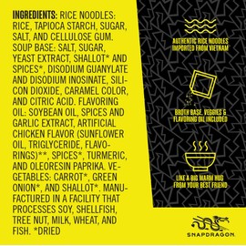 Snapdragon Chicken Pho Instant Noodle Packets 4-Pack | Rich Chicken Flavored Broth with Rice Noodles, Gluten Free, No Artificial Flavors, 4 2.1oz Packets