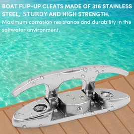 VEITHI 316 Stainless Steel Boat Folding Cleats 4-3/4 inch, Flip up Dock Cleats for Deck and Boat, Boat Tie Down Cleats Boat Dock Cleats Folding Cleats Rope Cleat Pop Up Cleats with Fasteners (4 Pack)