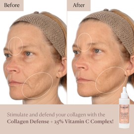 Nakery Collagen Defense Face Serum, 25% Vitamin C Complex with Niacinamide and Peptides, Anti Aging Collagen Booster for Wrinkles and Dark Spots, Brightening Skin Treatment, Made in USA