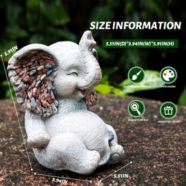 Kunkeinson Elephant Decor, Indoor Outdoor Decors, Art Decoration in Home Patio Lawn Yard Garden Bedroom Living Room, Cute Fairy Sculptures Ornament for Women Mom Grandma Gift for Day (M)