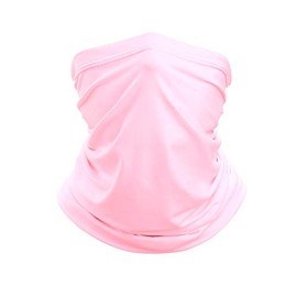 Neck Gaiter Face Mask Balaclava Neckerchief Bandanna Headband Multi Functional (Baby Pink, Large)