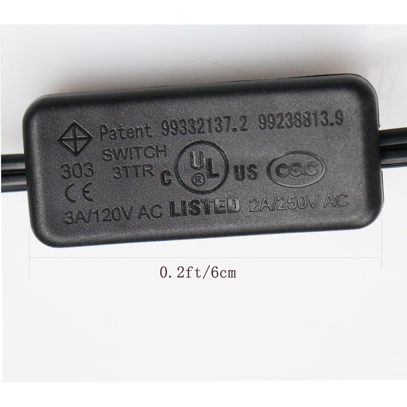 6 Feet Lamp Cord with Switch,1 Pack 2 Prong 18AWG