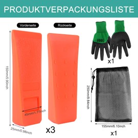 Felling Wedge, Plastic Felling Wedge, Reusable Forestry Wedge, Pack of 3, Splitting Wedge, 6 Inches, Durable and Long Service Life for Controlled Felling of Trees, Treats, Cutting Wedges and Chainsaws