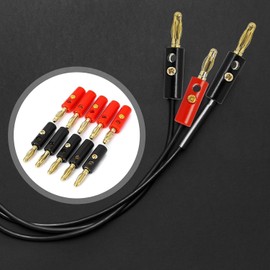 11-Piece Gold-Plated Banana Plug Set - 4mm Speaker Connectors with 5 Red/5 Black/1 Black Female Jack for Hi-Fi/Audio Systems, Oxygen-Free Copper Banana Plugs for Home Theater/Wire Installatio