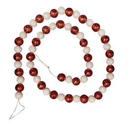 Red and White Ball Garland - Valentines Garland - Candy Cane Christmas Decorations - White and Red Christmas Garland for Tree - 6 Ft Length