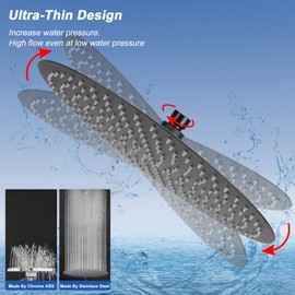 NearMoon Rain Shower Head, Ultra-Thin Design-Pressure Boosting, Awesome Some Experience, Large High Flow Stainless Steel Rainfall Shower Head (16 Inch, Matte Black)