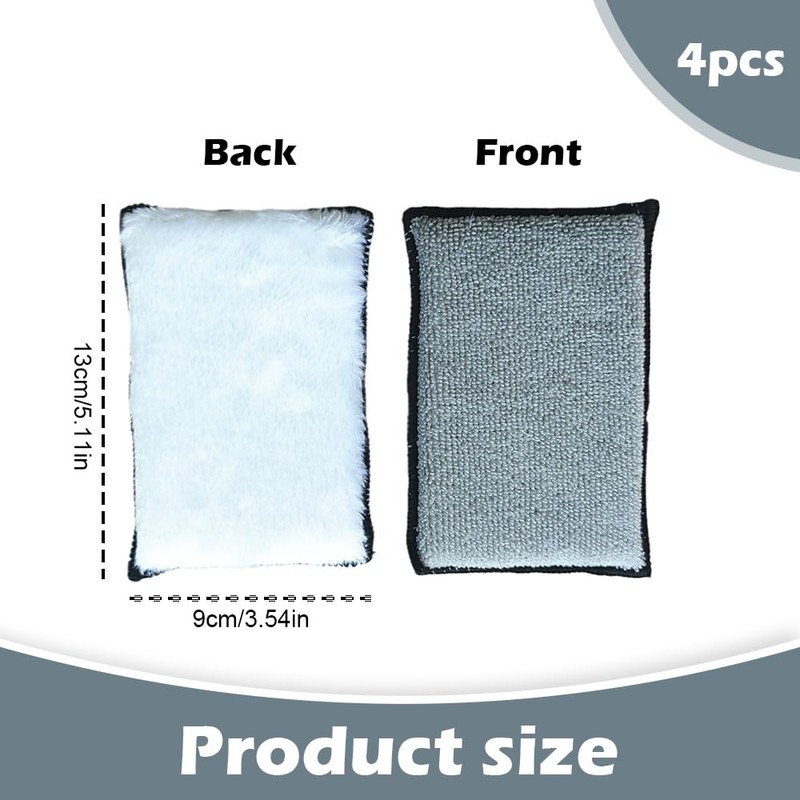 4 PCS Car Double-Sided Velvet Scrubber Pads, Detailing Sponge for