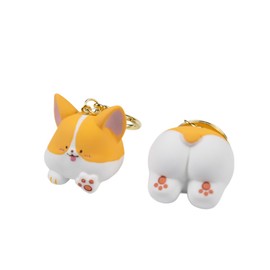 WEIGANGFANG Couple Keychains PVC Corgi Dog Cartoon Key Chain Cute Puppy Couple Keyrings with Head and Hip for Women, Girl andGirlfriends and Boyfriends‘ Gift