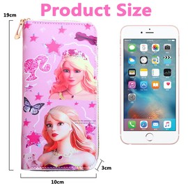 JAHEMU Princess Purse Kids Cartoon Keyring Zipper Wallet Girls Birthday Gift, pink, Modern