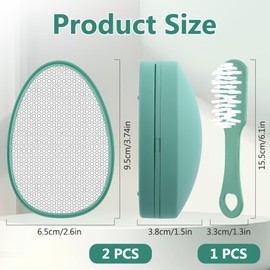 2 Pcs Nano-Glass Foot File Callus Remover, Foot Files for Hard Skin with Cleaning Brush, Highly Effective Foot Scraper with Cover for Hard Skin, Dead Skin Scrubbing, and Callus Removal(Green)