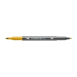 STAEDTLER Watercolour Design Journey 3001-16 Double Fibre Tip with Fine Tip and Flexible Brush Tip, Water-Soluable, 10 Goldocker Felt Tip Pens