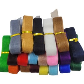 FAYADA Sheer Organza Ribbons 100 Yards Sheer Ribbon Chiffon Stain Ribbon Set for Easter Day Valentines Christmas Wedding Gift Wrapping Bouquet Craft Birthday Party Decoration (20 Colors) (5/8")