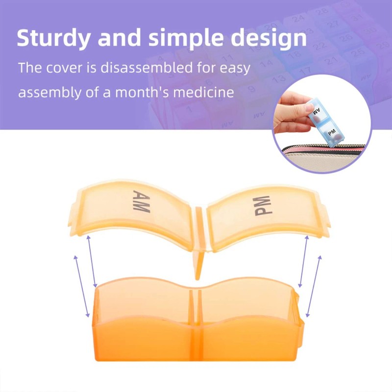 COLORWING Monthly Pill Organizer 2 Times a Day, one Month
