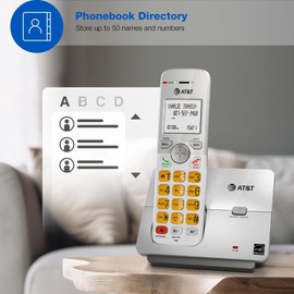 AT&T 5-Handset DECT 6.0 Cordless Home Phone with LCD Display, Lighted Keypad, Caller ID/Call Waiting, Simulated Full-Duplex Handset Speakerphone, Eco Mode, Voicemail Key, Quiet Mode, Intercom: EL51503