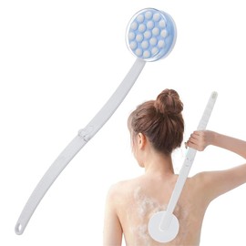 Aoreun Rückenbürste Dusche, rückenbürste mit langem stiel, Rückenbürste mit Applikator Pads, 50 cm Faltbar Abnehmbarer duschbürste rücken, Körperbürste zum Massage Entfernen Abgestorbener Haut - Blau