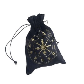 Namvo - Borsa per tarocchi a forma di stella e luna, con coulisse, 13 x 18 cm, in velluto spesso, con simbolo di ricamo, gioielli e cristalli, per carte di gioco da tavolo