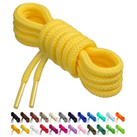 Birch Round Shoelaces 27 Colors 3/16" Thick Shoe Laces 4 Different Lengths (56" (142cm) - XL, Yellow)