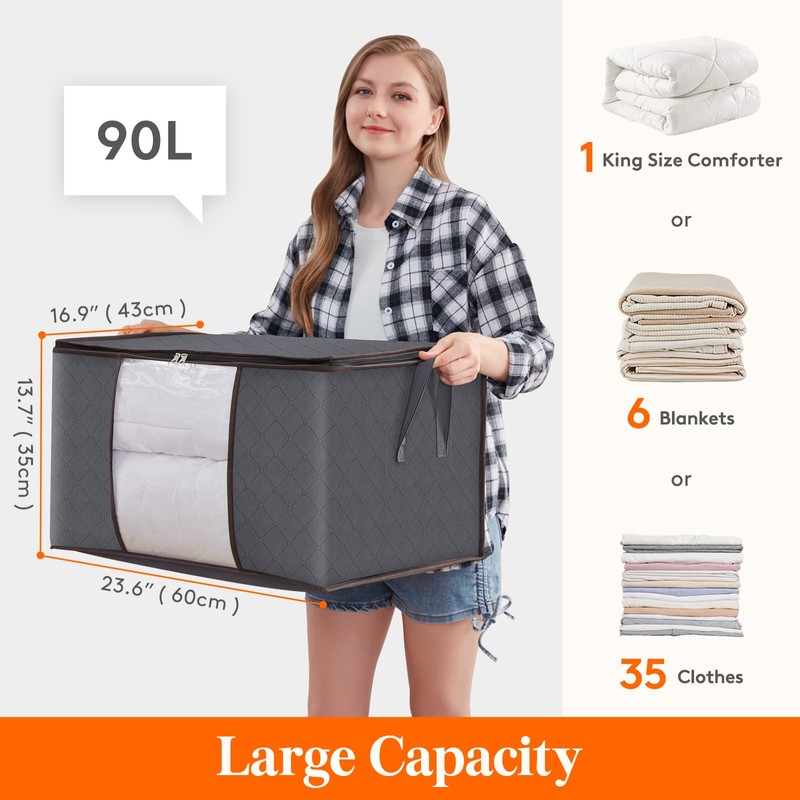 Lifewit Large Capacity Clothes Storage Bag Organizer with Reinforced Handle