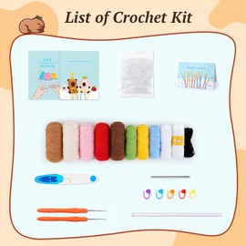 RUIOMII Capybara Crochet Animal Kit for Beginners, Crochet Kits for Adults, 2Pcs Knitting Kit with Step-by-Step Video Tutorials