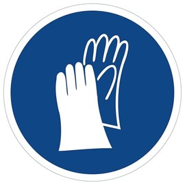 Hand Protection Use Sticker Sign, Mandatory Sign to DIN 4844/2 with UV Protection
