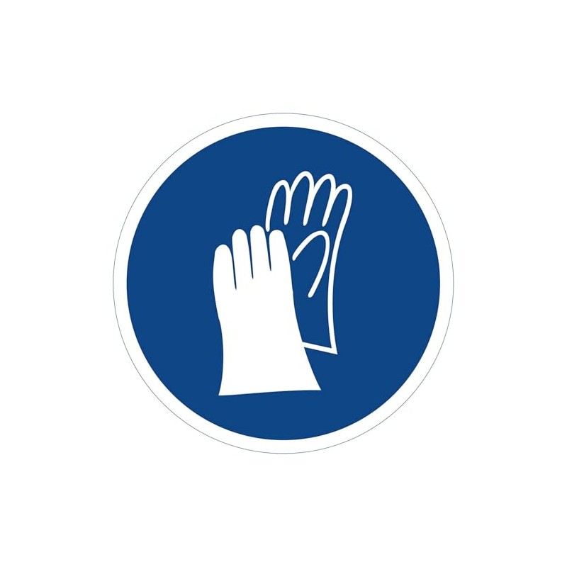 Hand Protection Use Sticker Sign, Mandatory Sign to DIN 4844/2