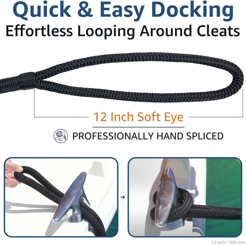PACTHSD Boat Dock Lines 2 Pack 3/8" x 25' Double