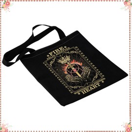 PXTIDY TOG Fire Heart Tarot Style Tote Bag Throne Glass Literary SJM Bookish Gift Fandom Gift For Book Lover Shopping Bag