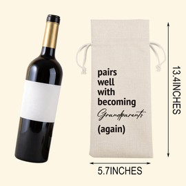 Pairs Well With Becoming Grandparents Again Pregnancy Announcement Wine Bag Baby Announcement Gifts for Grandparents Grandma Grandpa (Wine1604)