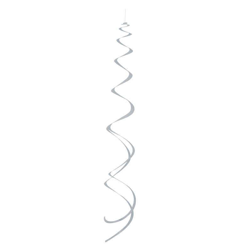Solid Silver Plastic Hanging Swirl Decorations - 26'', Pack of