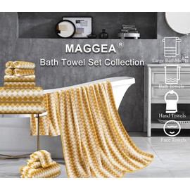 4 Piece Bath Towel Oversized Bath Sheet 35"x70" Bathroom Towel Extra Large Bath Towel Set Soft Highly Absorbent Quick Dry Premium Bath Towel for Bathroom 600GSM Shower Towel Spa Gym Hotel,Golden Brown