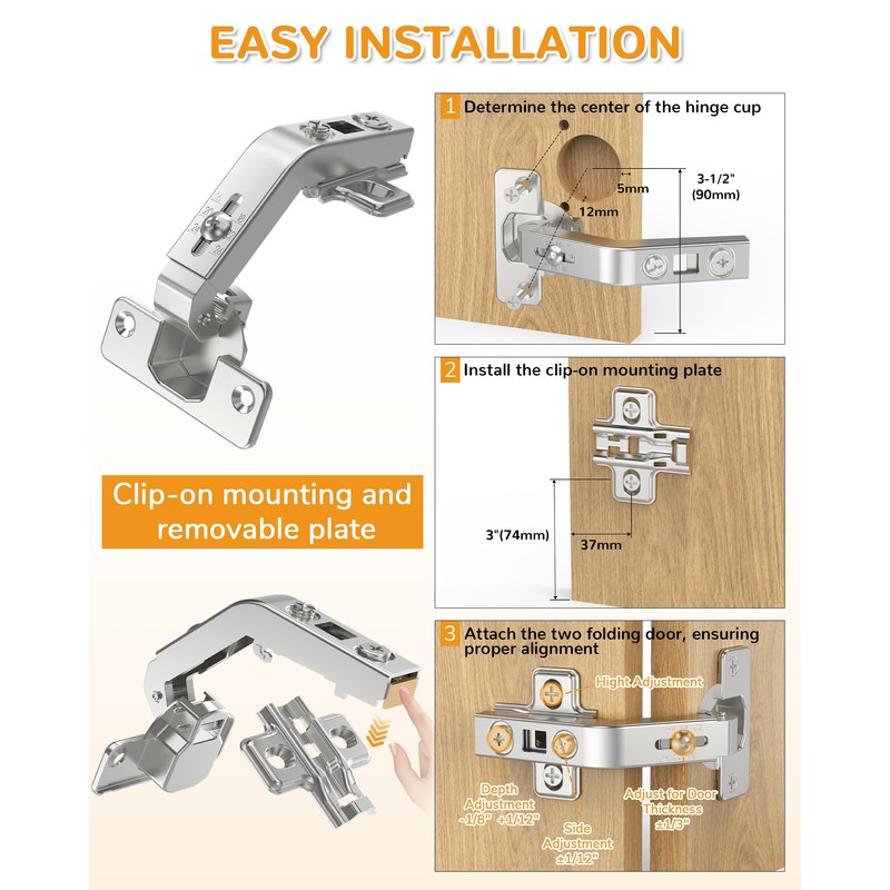 Chibery 2 Pack 135° Lazy Susan Hinges, Kitchen Corner Cabinets,