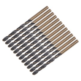 sourcing map 12pcs Jobber Drill Bits 4.5mm Black Nitride & Gold Titanium Coated 4341 High Speed Steel (HSS) 135 Degree Split Point Twist Drill Bits for Stainless Steel Metal Plastic Wood
