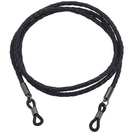 CALFOVERA Genuine Leather Glasses Holder Strap Chains Cowhide Leather Eyeglasses Keeper Cord Around Neck Universal Eyewear Retainer Lanyard String Sunglass Holder for Men Women(Black)