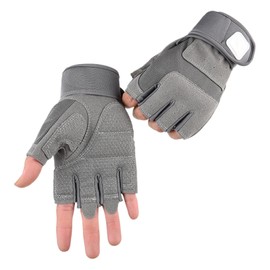 Fingerless Work Gloves | Adjustable Wrist Gym Gloves | Anti Slip Reinforced Palm Hand Gear for Hunting, Cycling, Climbing Paintball, and Outdoor Sports