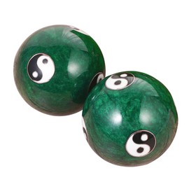 Sarini 1 Pair Jade Massage Balls Chinese Tai Chi Pattern Hand Massage Balls Baoding Balls for Blood Circulation and Muscle Relief 47mm
